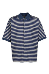 H/W BEATNIK BORDER OPEN POLO SHIRT / NVY