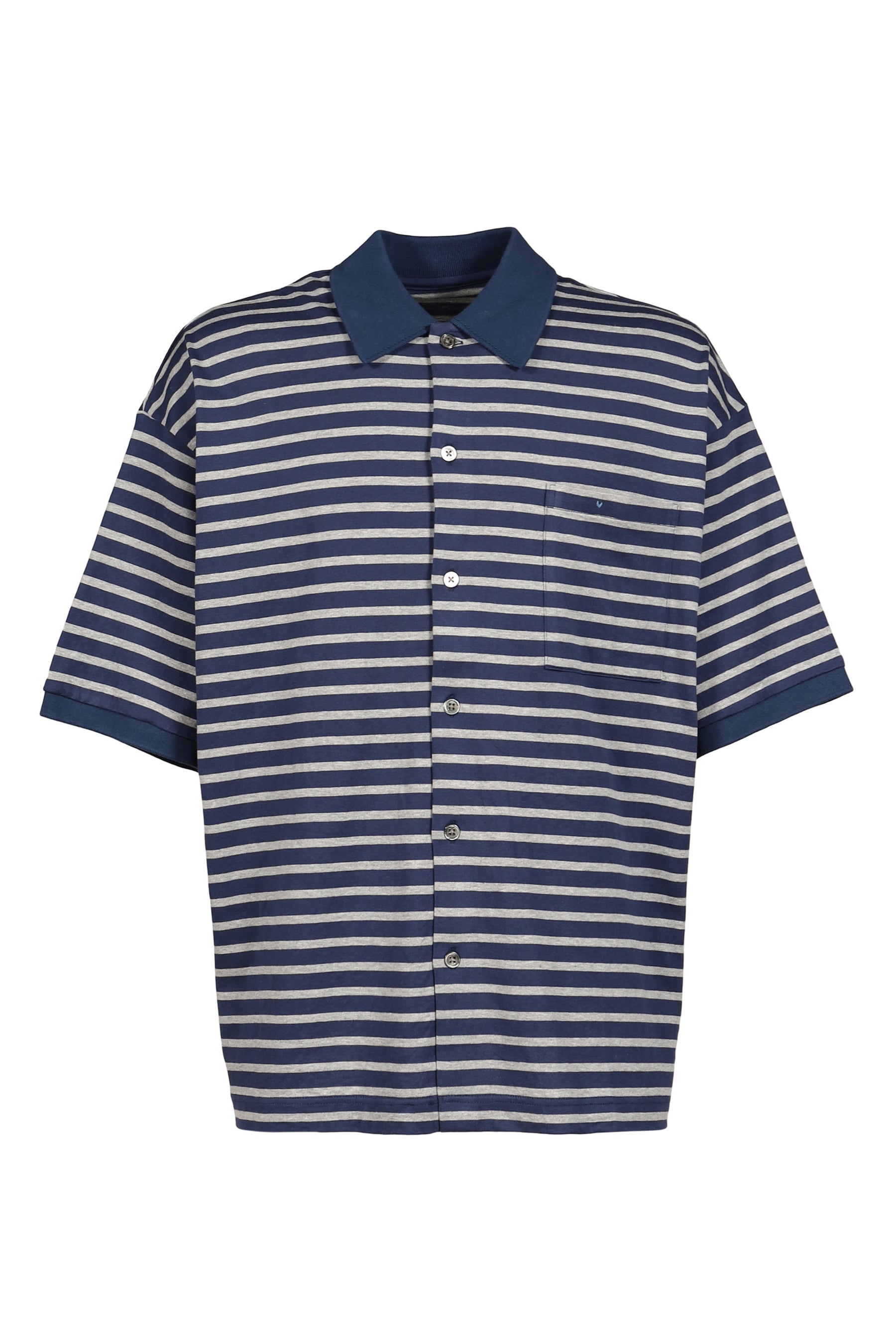 H/W BEATNIK BORDER OPEN POLO SHIRT / NVY
