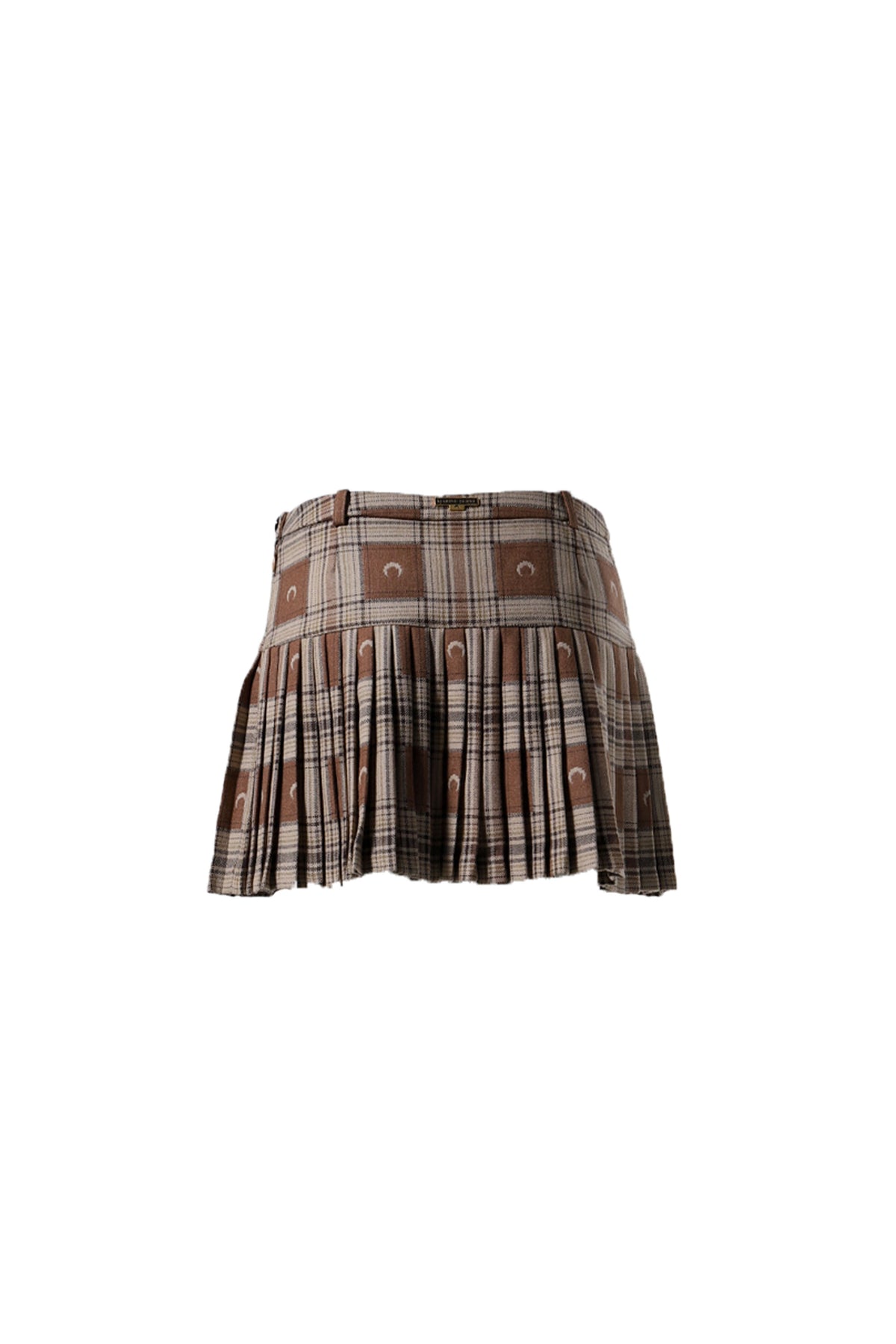 MOON CHECKS JACQUARD PLEATED SKIRT / BRW