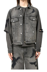 MB ZIP-UP DENIM JAKCET ANGEL DAMAGE / BLK