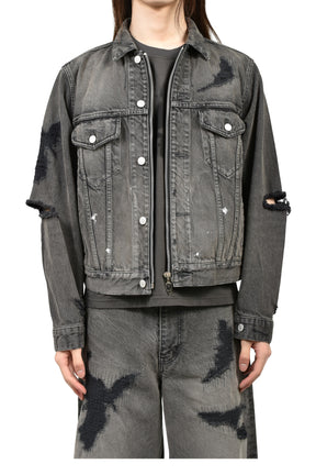 MB ZIP-UP DENIM JAKCET ANGEL DAMAGE / BLK