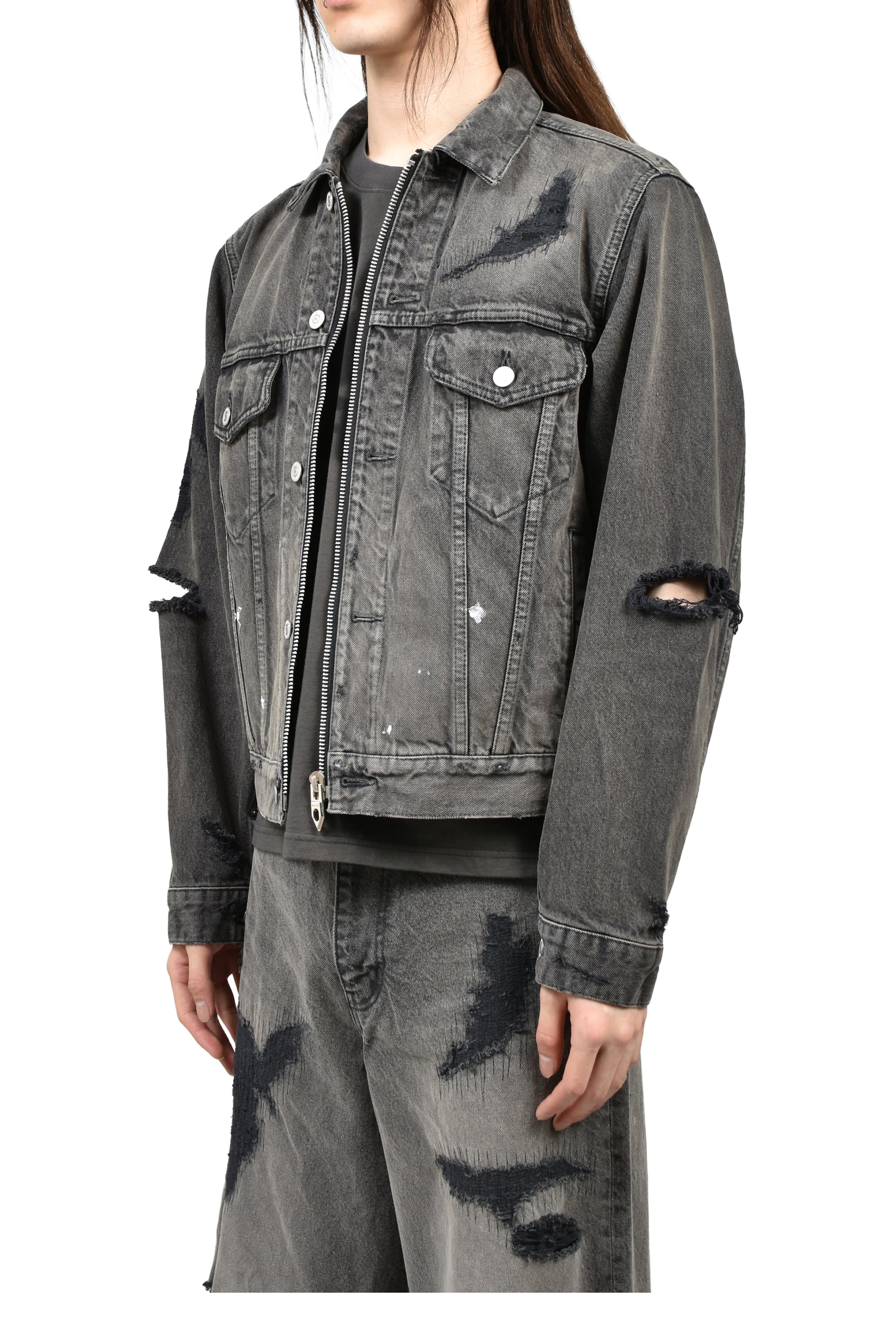 MB ZIP-UP DENIM JAKCET ANGEL DAMAGE / BLK