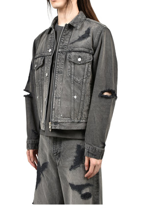 MB ZIP-UP DENIM JAKCET ANGEL DAMAGE / BLK