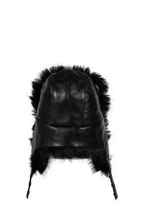 TRAPPER HAT LEATHER / BLK