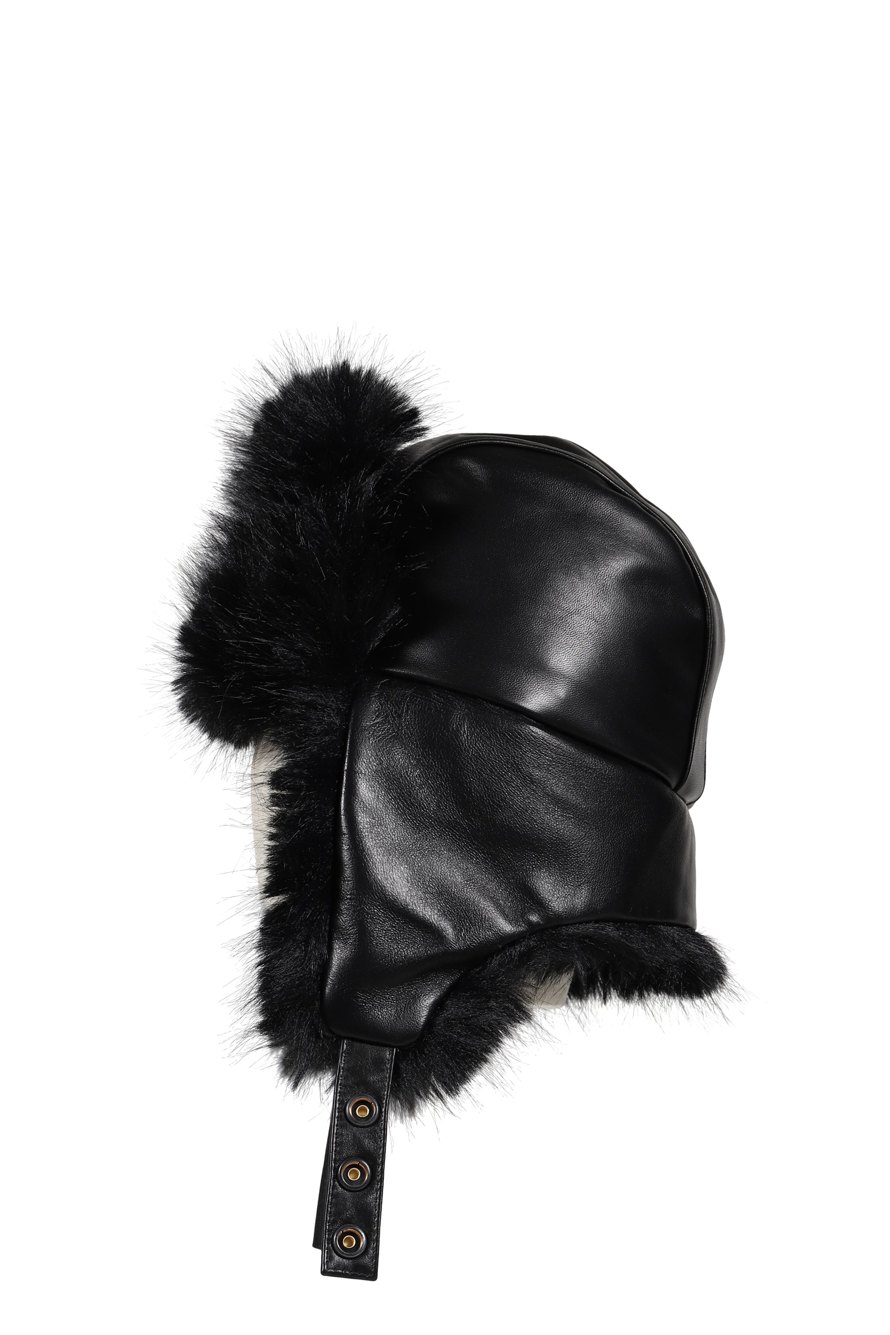 TRAPPER HAT LEATHER / BLK