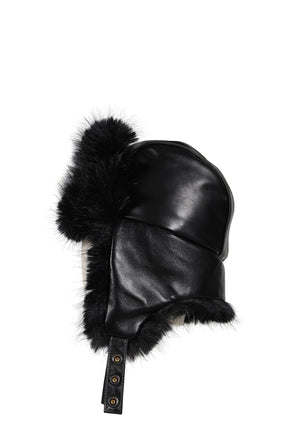 TRAPPER HAT LEATHER / BLK