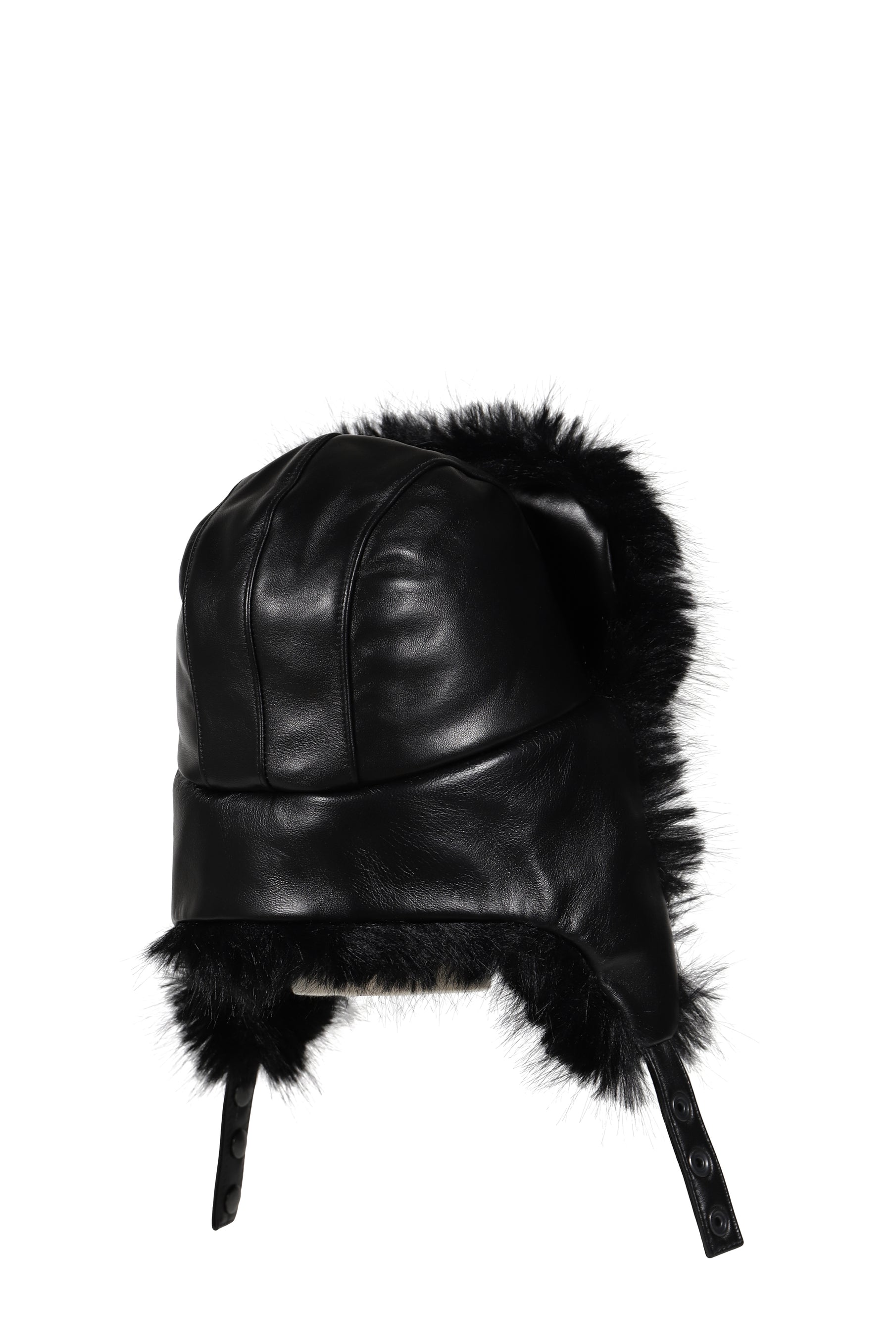 TRAPPER HAT LEATHER / BLK