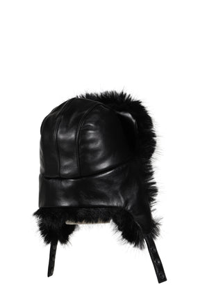 TRAPPER HAT LEATHER / BLK
