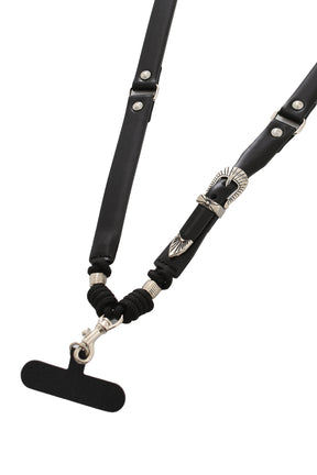 LEATHER PHONE STRAP / BLK