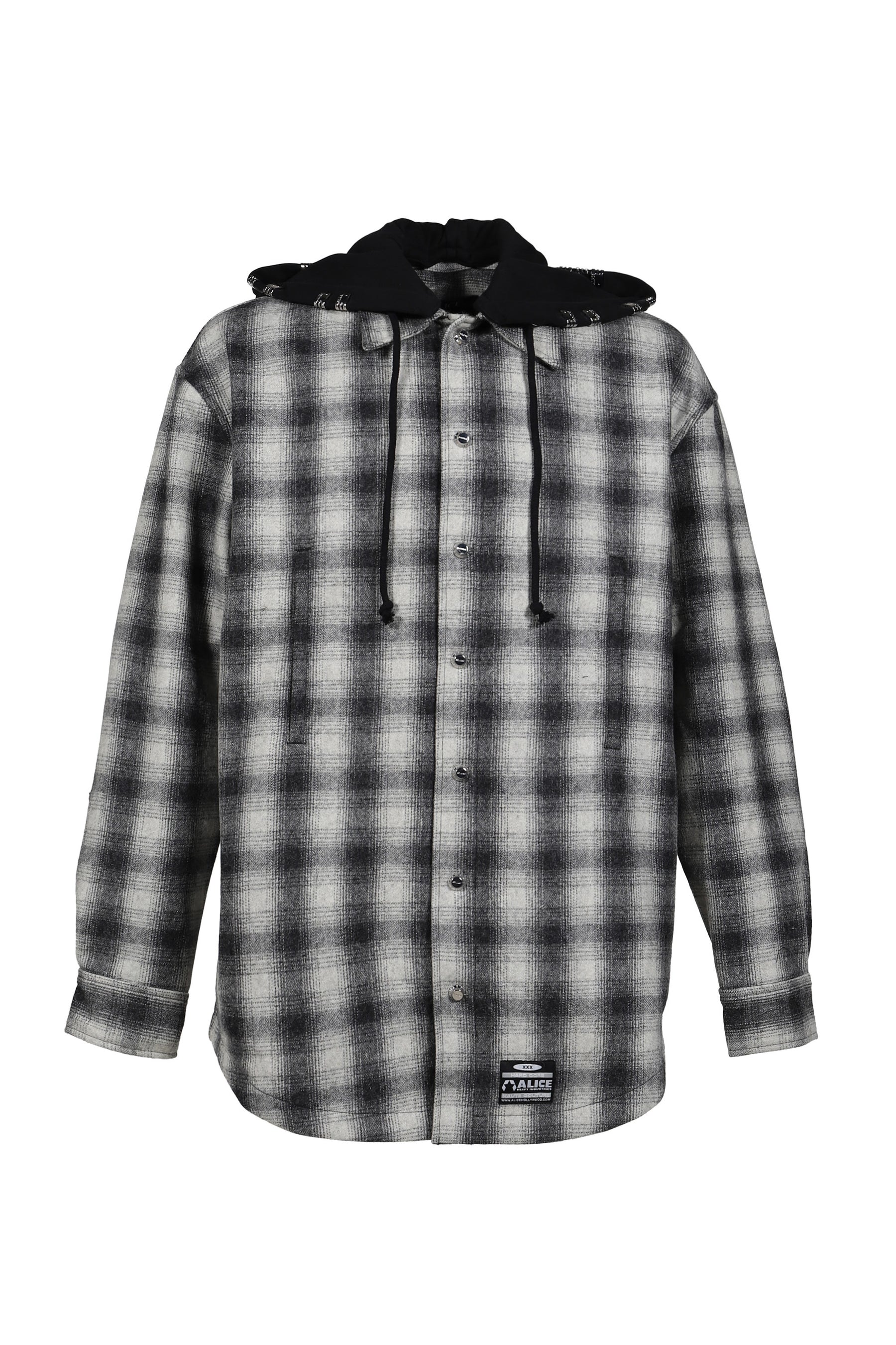 OVERSIZE HOODED FLANNEL SHIRT / O.WHT