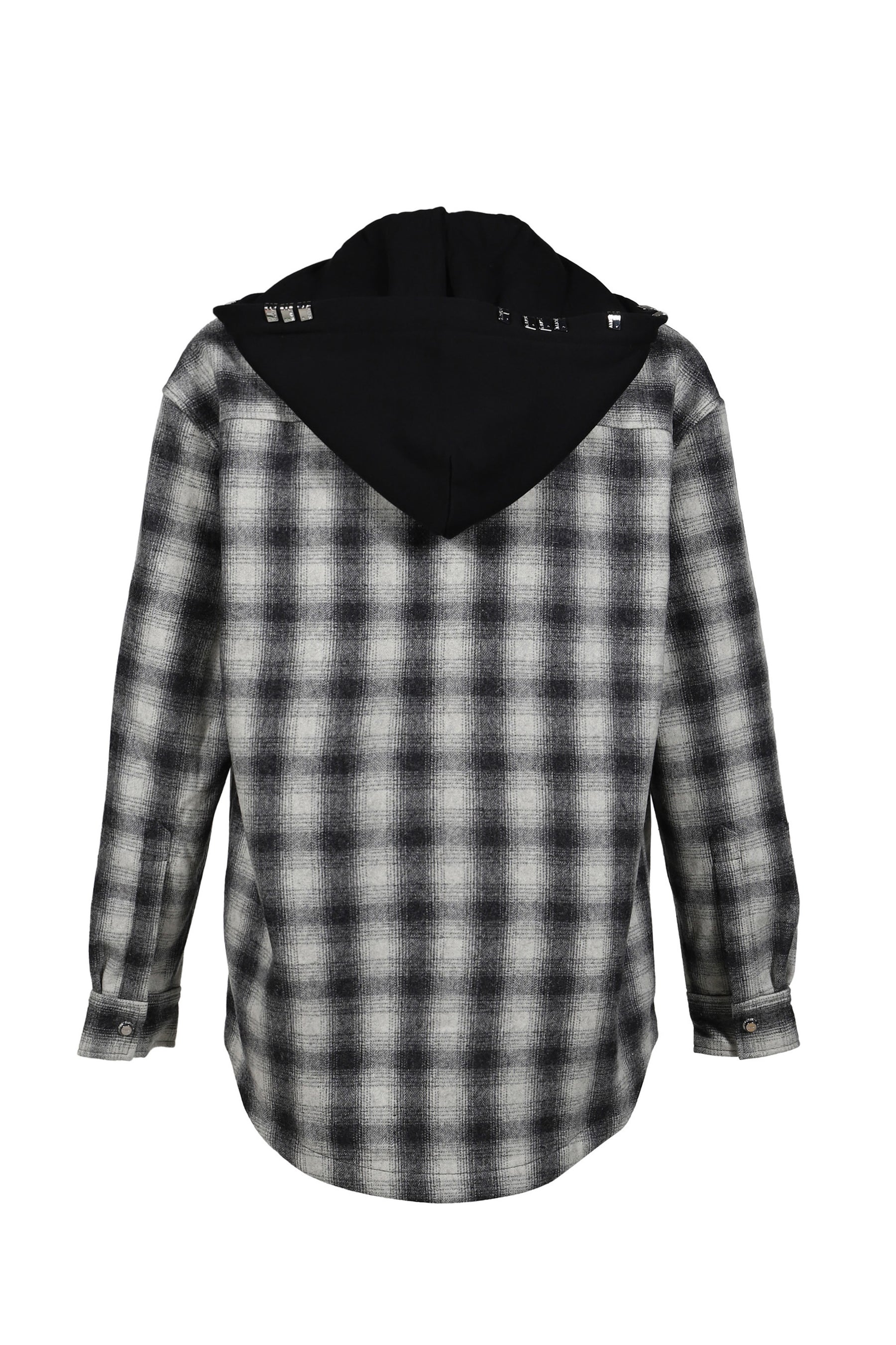 OVERSIZE HOODED FLANNEL SHIRT / O.WHT