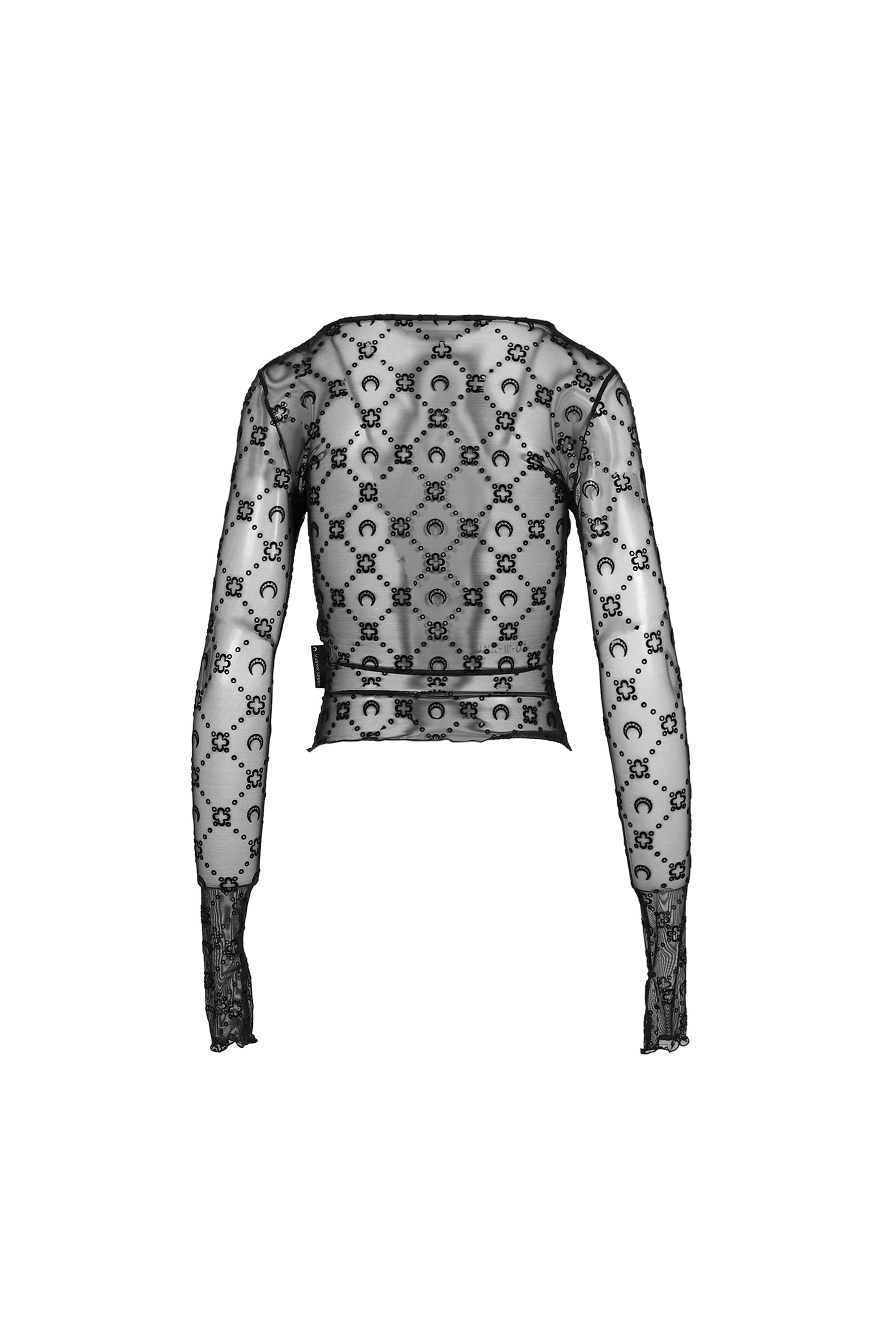 MOONOGRAM MESH FLOCK SECOND SKIN CROPPED / BLK