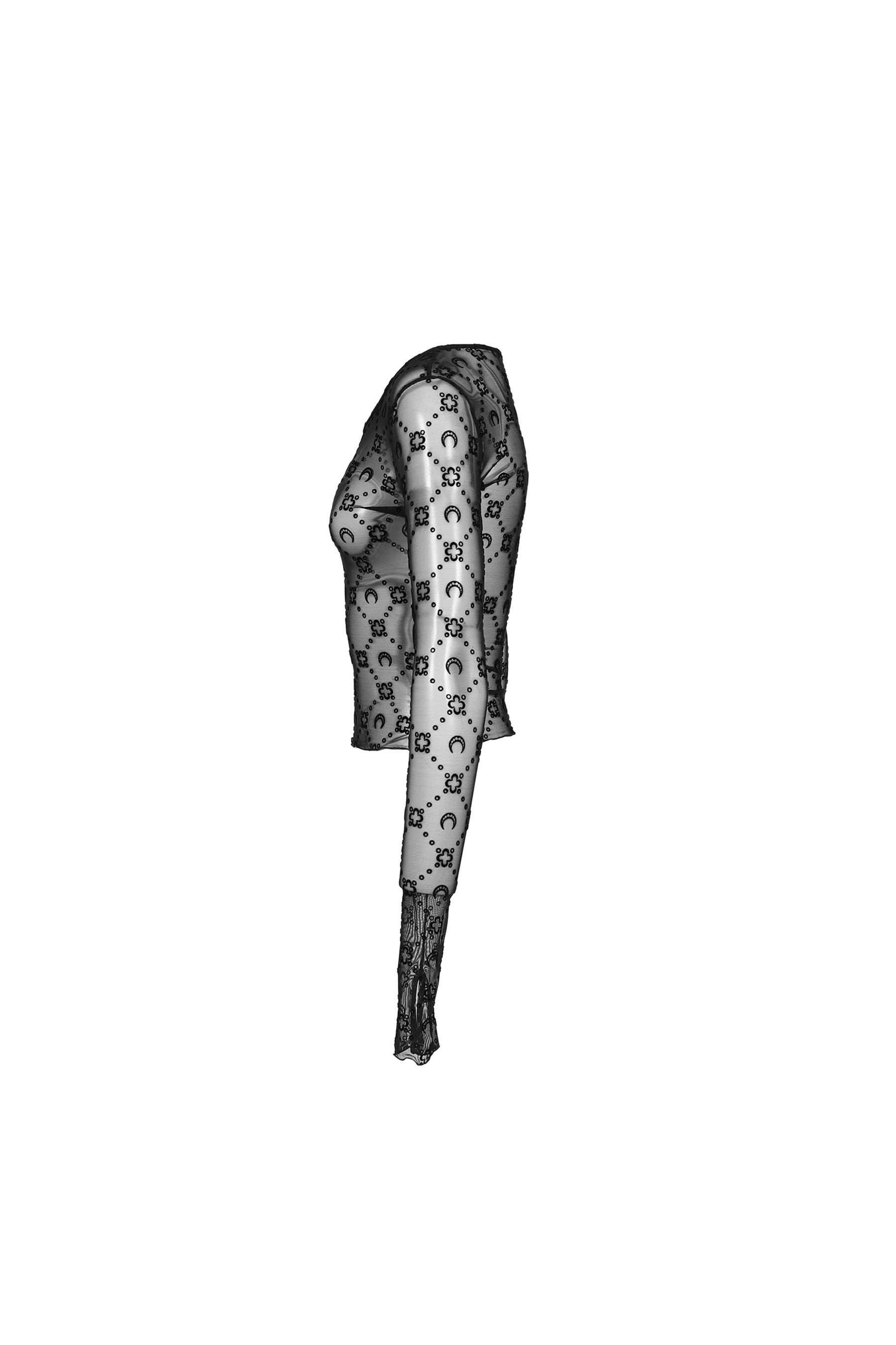 MOONOGRAM MESH FLOCK SECOND SKIN CROPPED / BLK