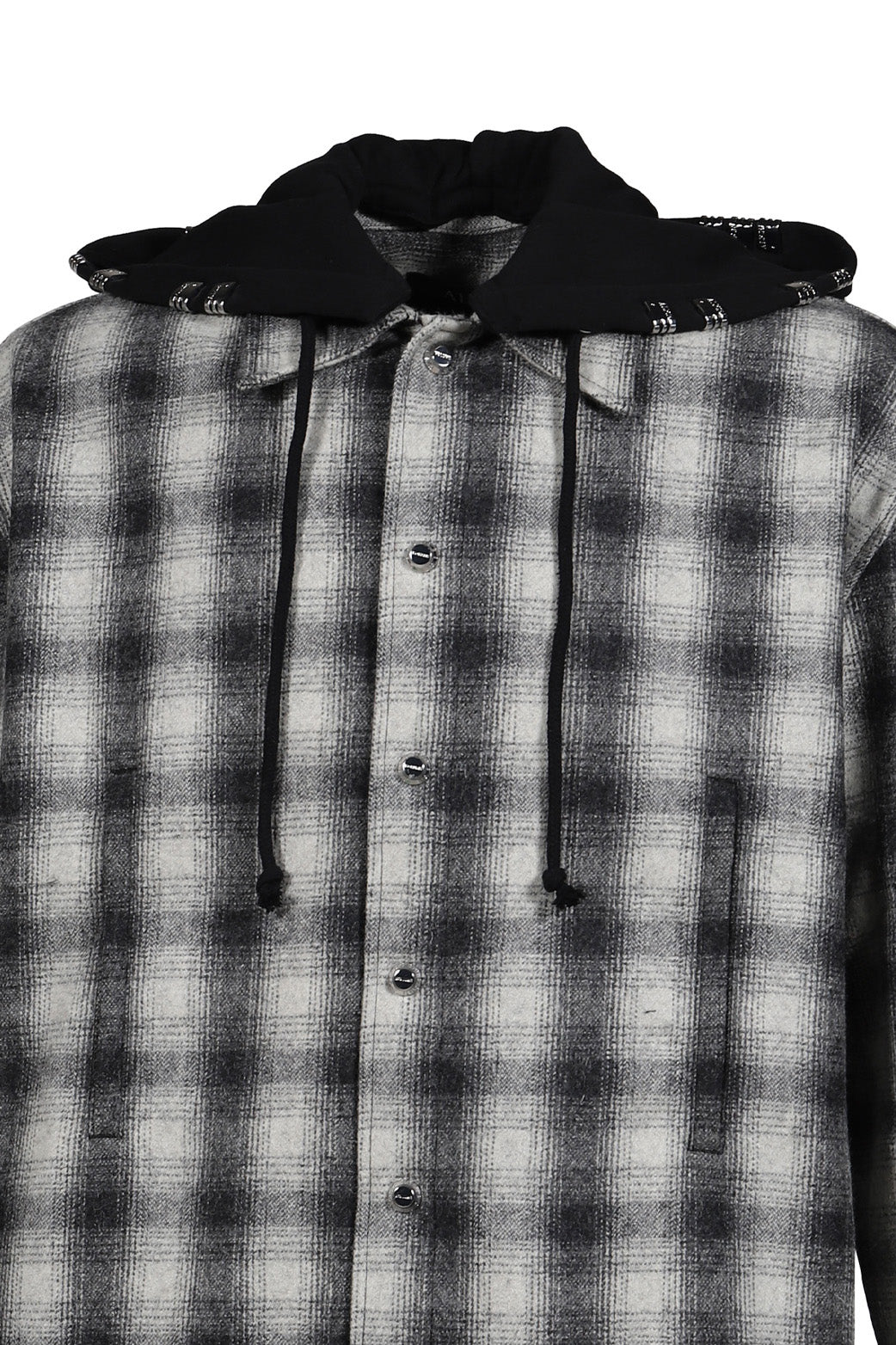 OVERSIZE HOODED FLANNEL SHIRT / O.WHT