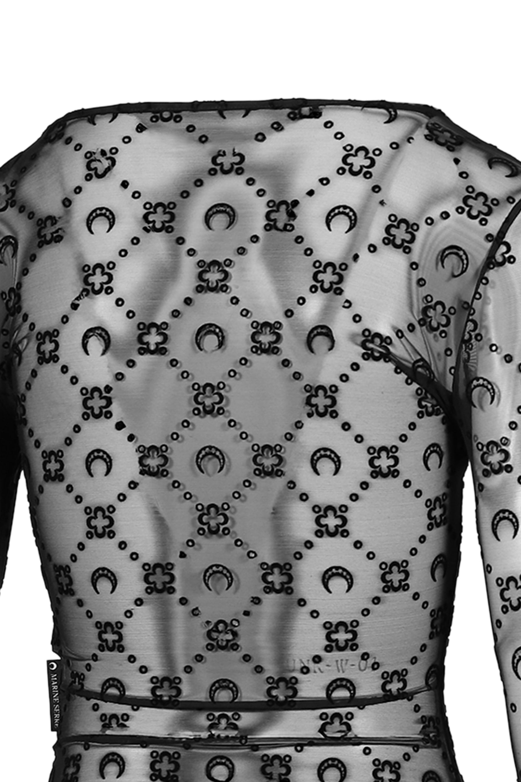 MOONOGRAM MESH FLOCK SECOND SKIN CROPPED / BLK
