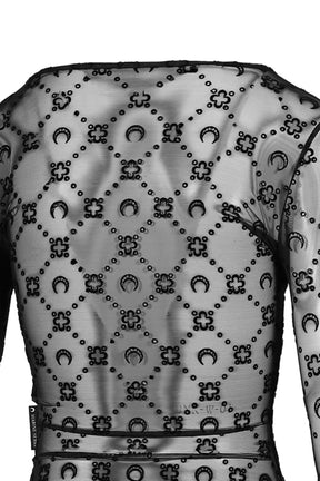 MOONOGRAM MESH FLOCK SECOND SKIN CROPPED / BLK