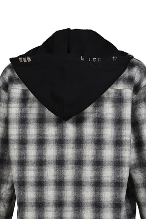 OVERSIZE HOODED FLANNEL SHIRT / O.WHT