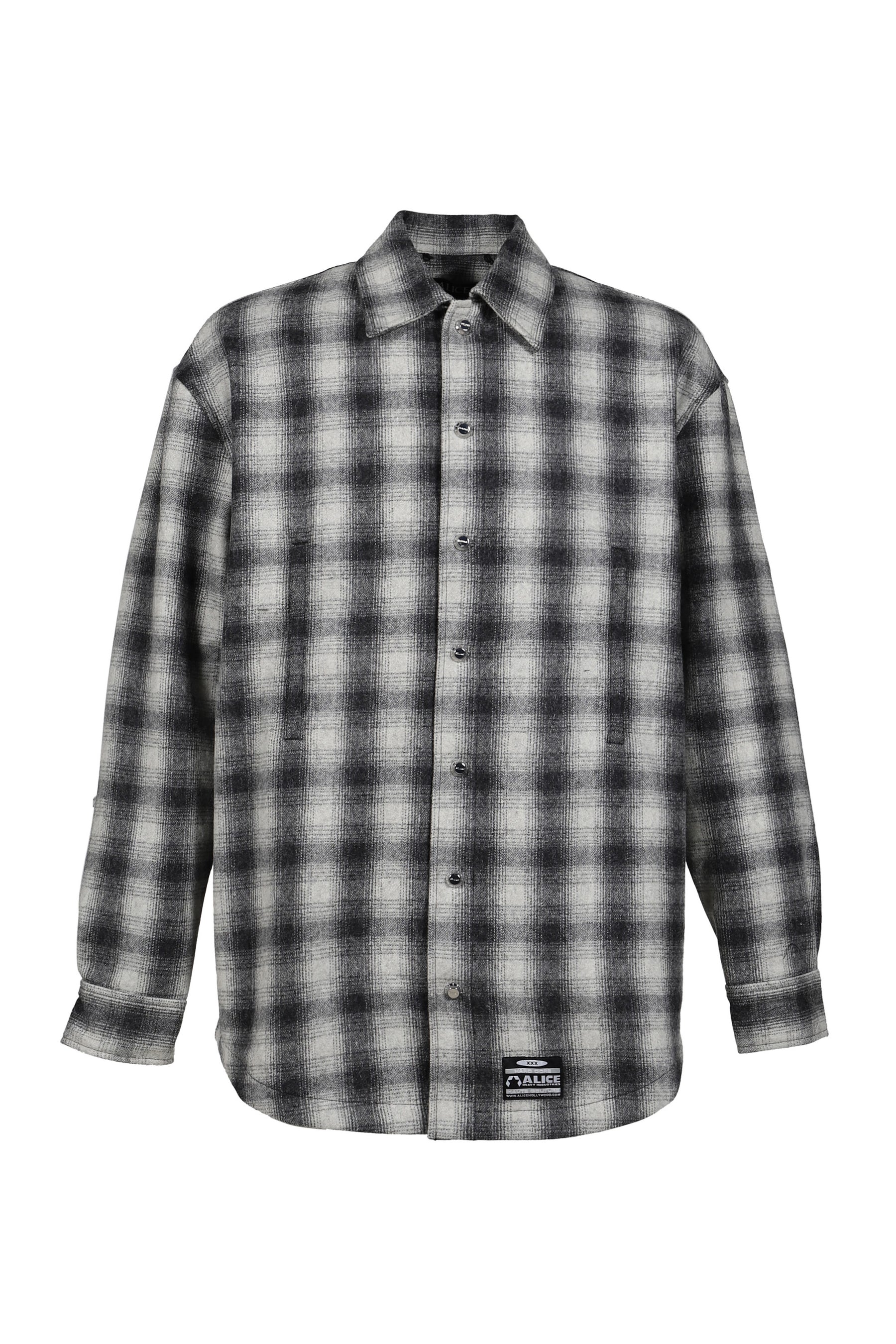 OVERSIZE HOODED FLANNEL SHIRT / O.WHT