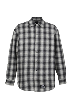 OVERSIZE HOODED FLANNEL SHIRT / O.WHT
