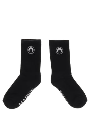MOON LOGO KNIT ANKLE SOCKS / BLK