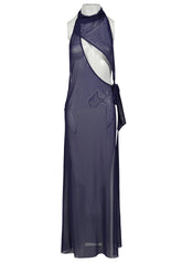 HALTERNECK MESH MAXI DRESS / PUR 
