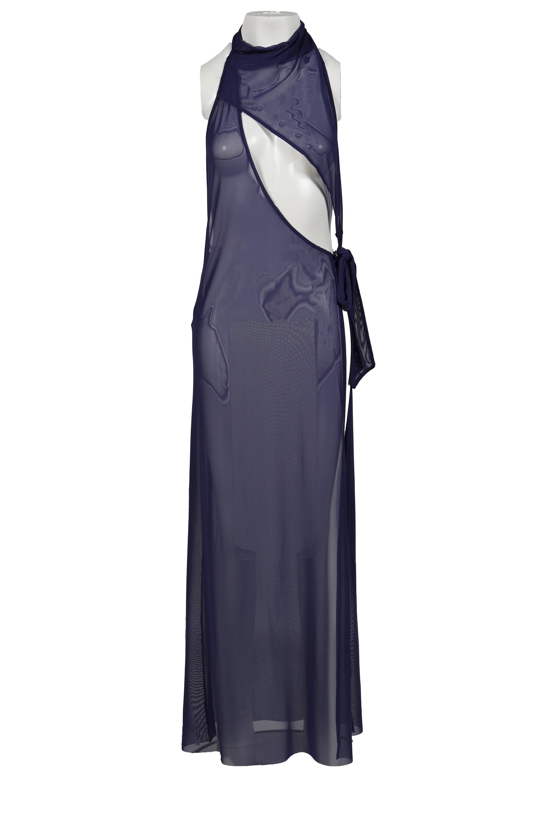 HALTERNECK MESH MAXI DRESS / PUR 