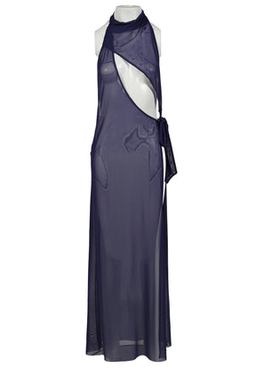 HALTERNECK MESH MAXI DRESS / PUR 