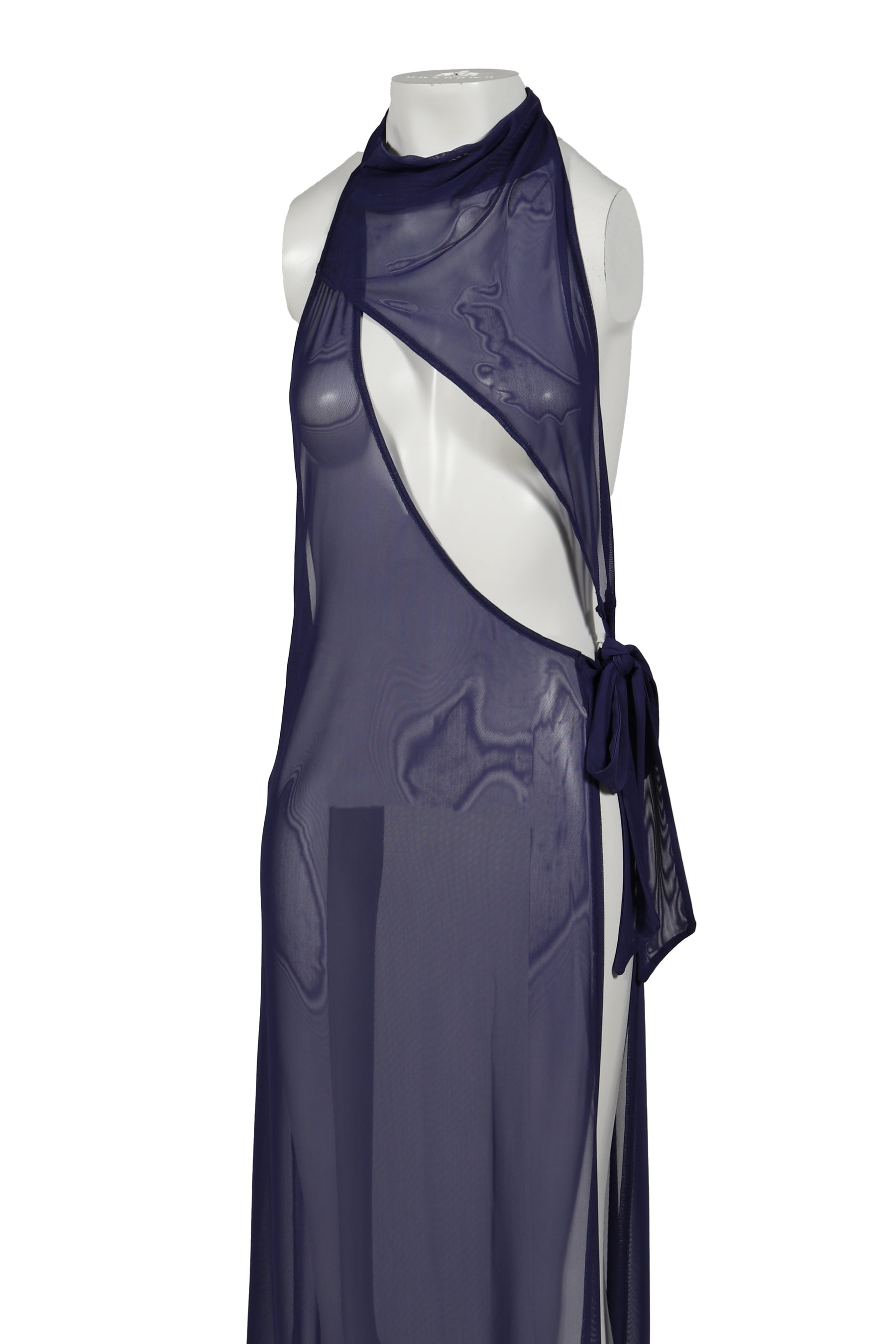 HALTERNECK MESH MAXI DRESS / PUR 