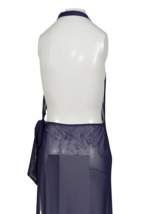 HALTERNECK MESH MAXI DRESS / PUR 