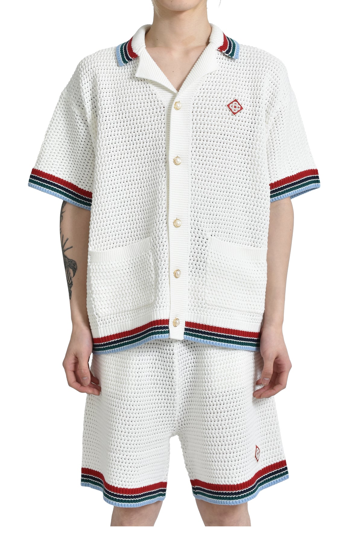 SPORTY FAUX CROCHET SHIRT / WHT