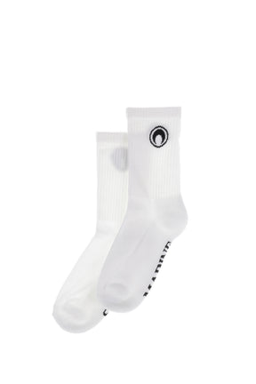 MOON LOGO KNIT ANKLE SOCKS / WHT