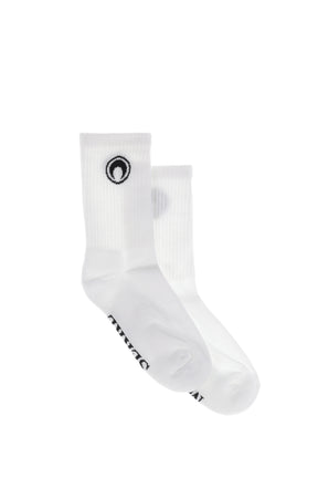 MOON LOGO KNIT ANKLE SOCKS / WHT