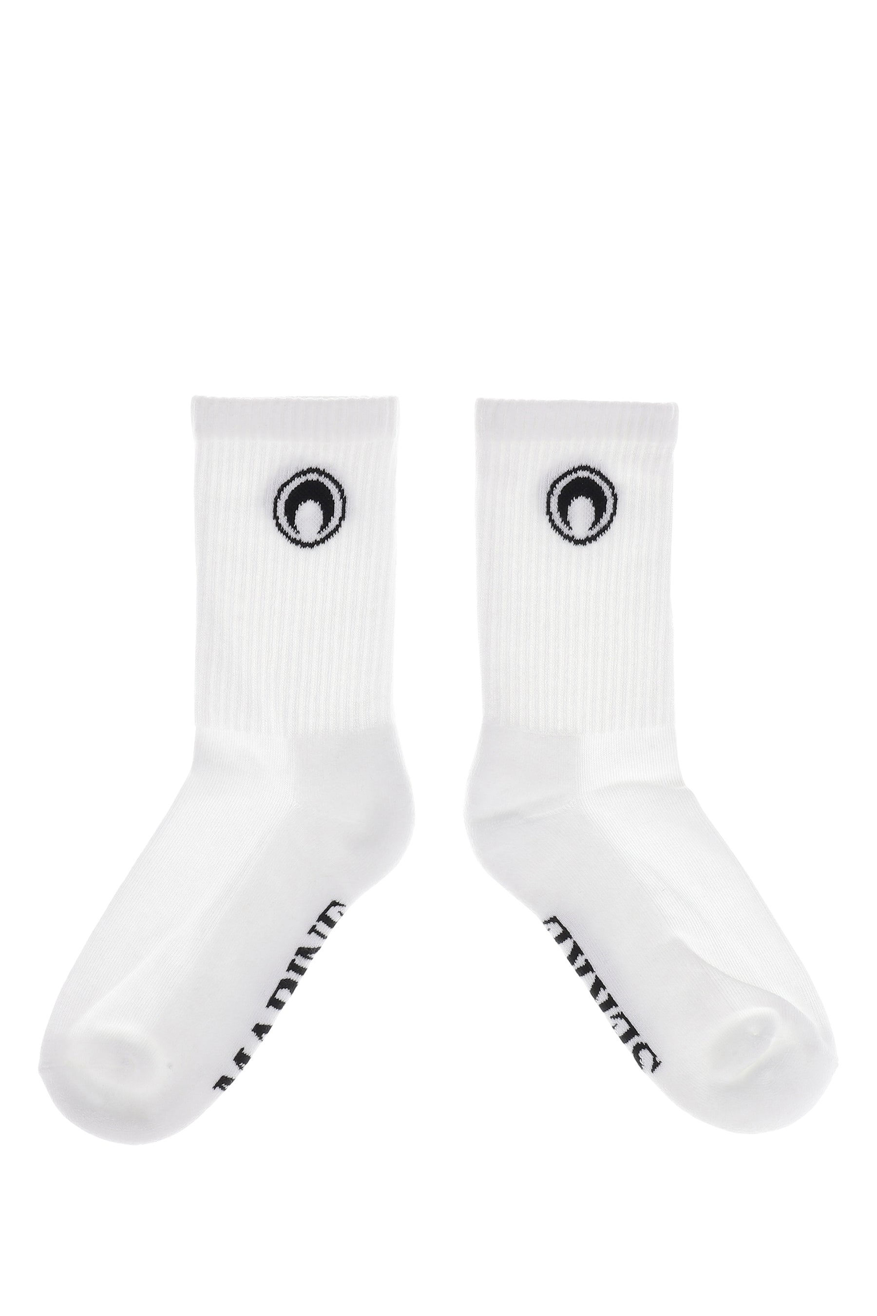 MOON LOGO KNIT ANKLE SOCKS / WHT