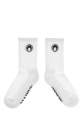 MOON LOGO KNIT ANKLE SOCKS / WHT