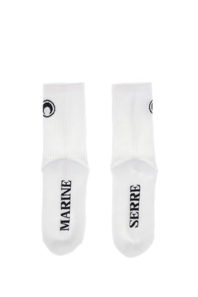 MOON LOGO KNIT ANKLE SOCKS / WHT