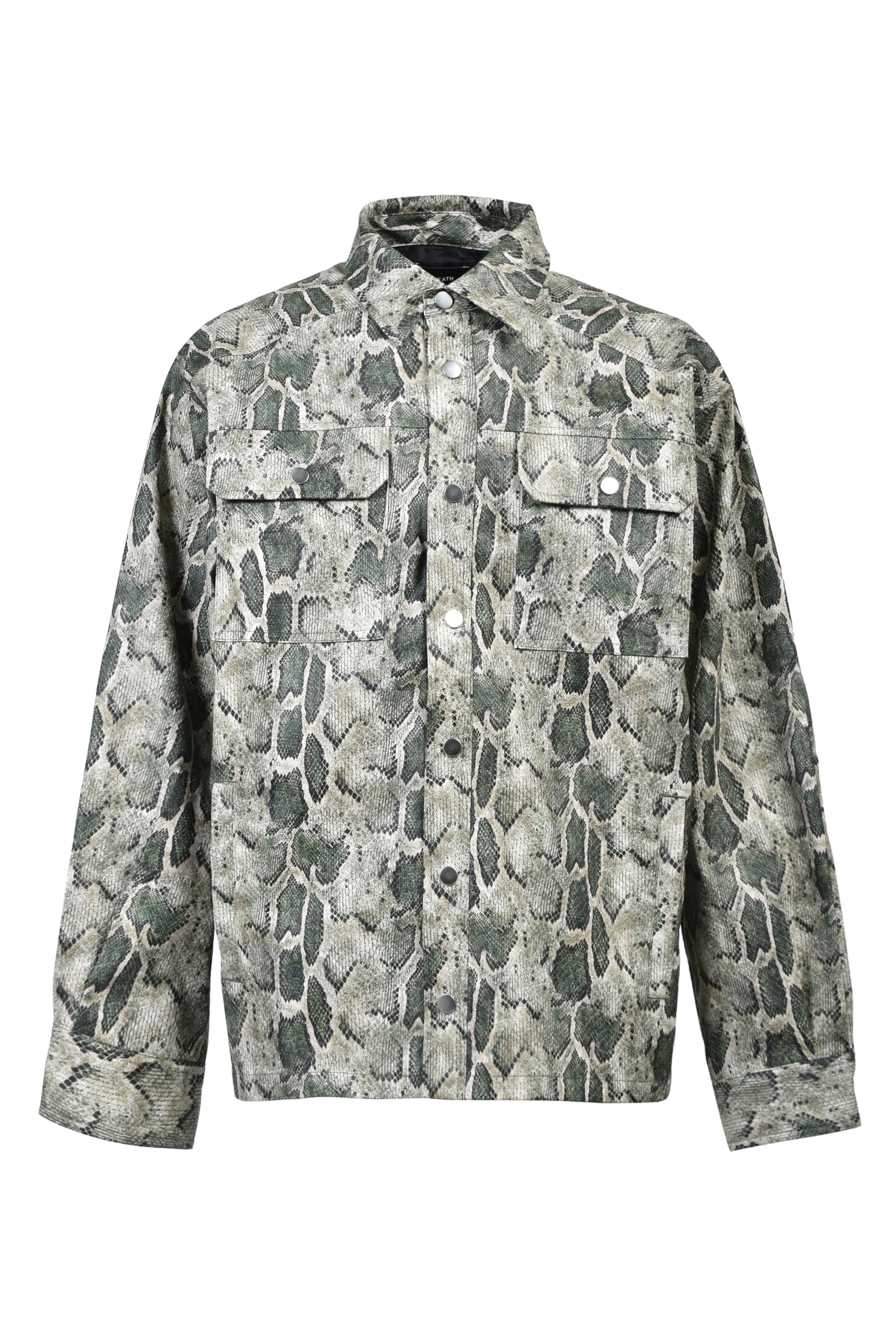 NEW RICH FAUX LEATHER SHIRT / GRN PYTHON