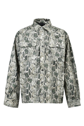 NEW RICH FAUX LEATHER SHIRT / GRN PYTHON