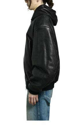 HOODED BOMBER JACKET / BLACK
