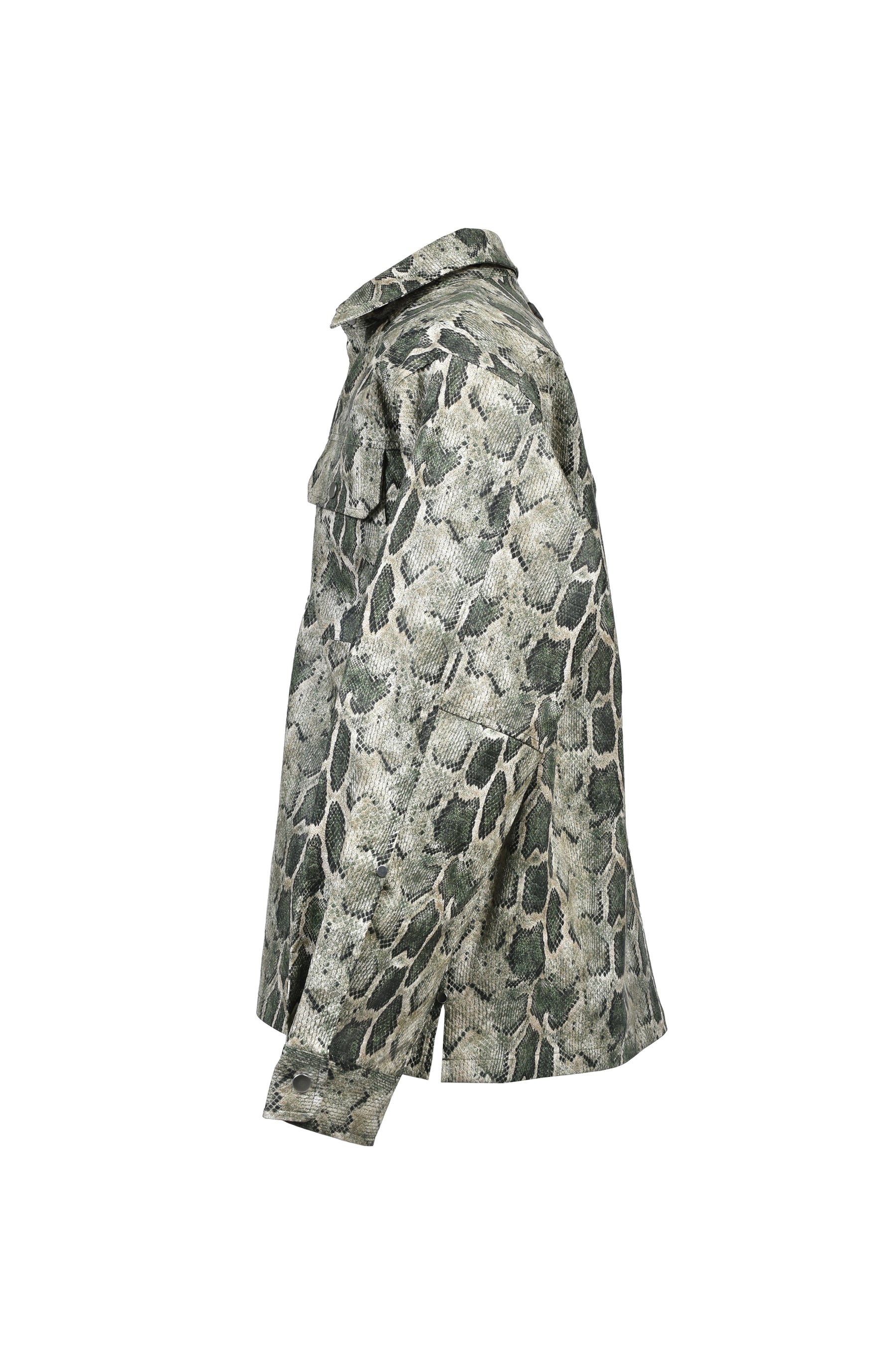 NEW RICH FAUX LEATHER SHIRT / GRN PYTHON