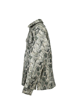 NEW RICH FAUX LEATHER SHIRT / GRN PYTHON