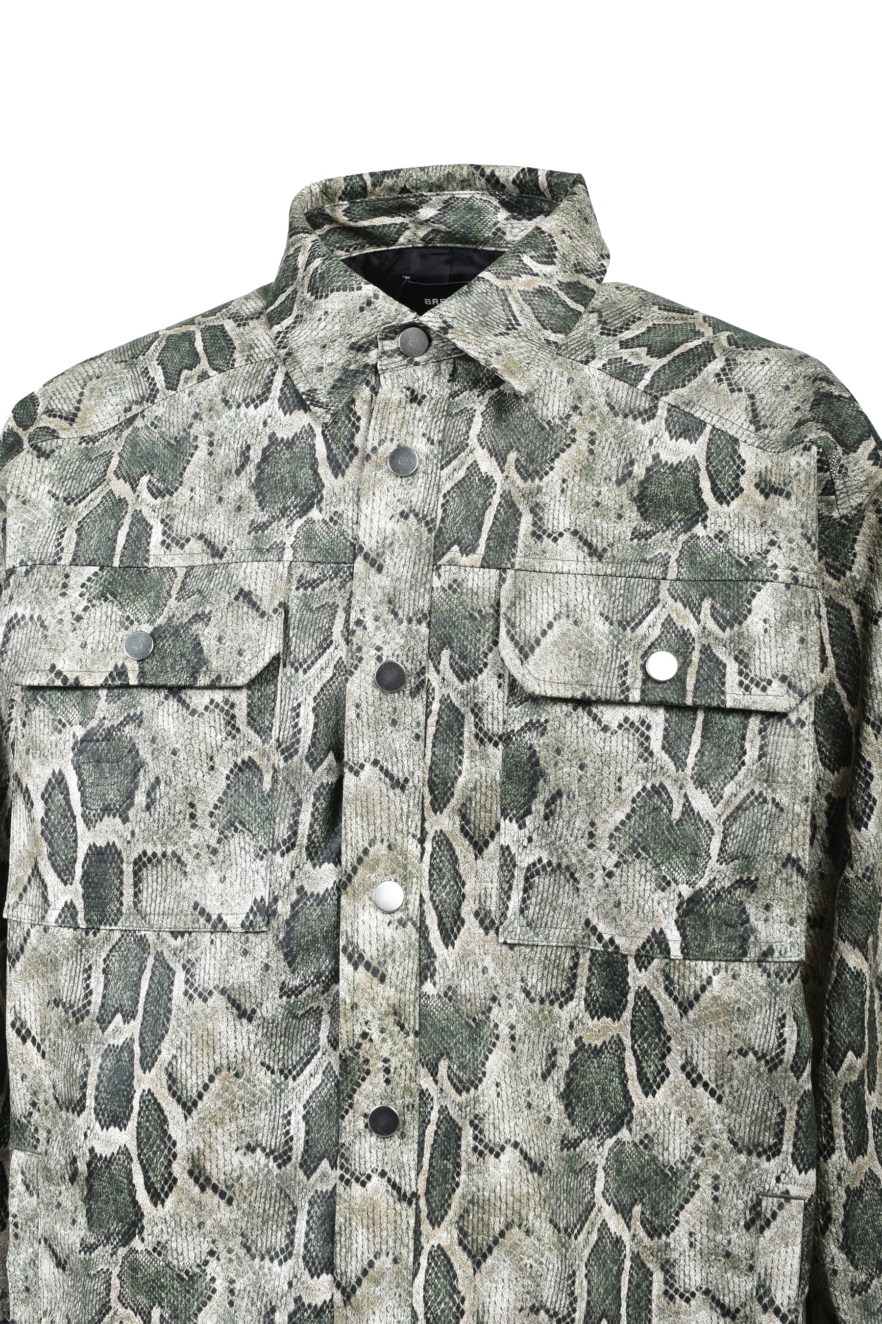 NEW RICH FAUX LEATHER SHIRT / GRN PYTHON
