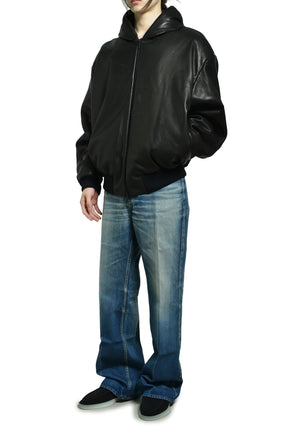 HOODED BOMBER JACKET / BLACK