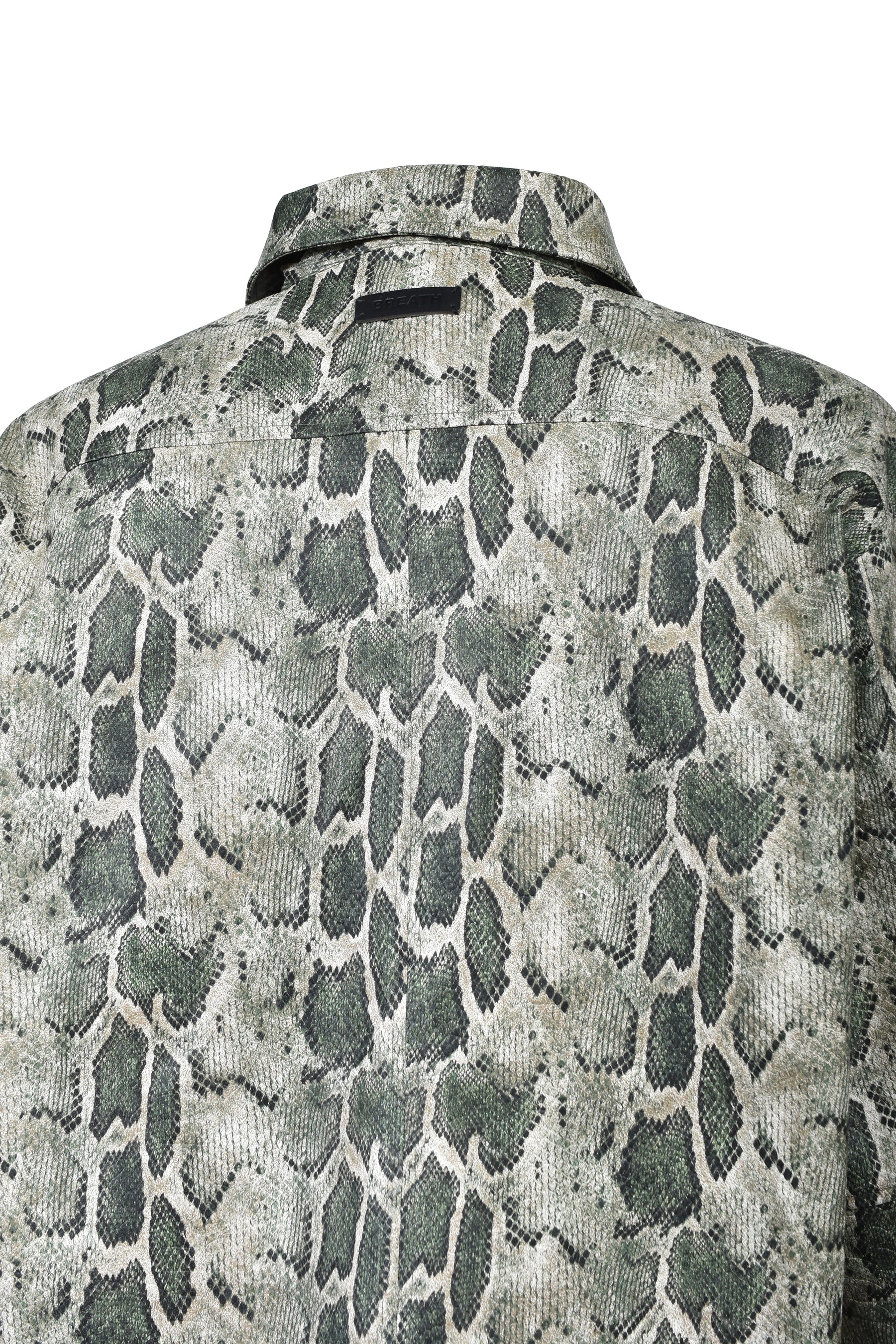 NEW RICH FAUX LEATHER SHIRT / GRN PYTHON