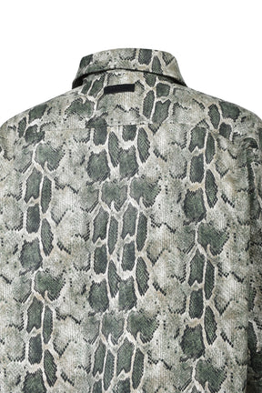NEW RICH FAUX LEATHER SHIRT / GRN PYTHON