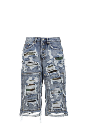 HELL CAMO DENIM SHORTS / BLU