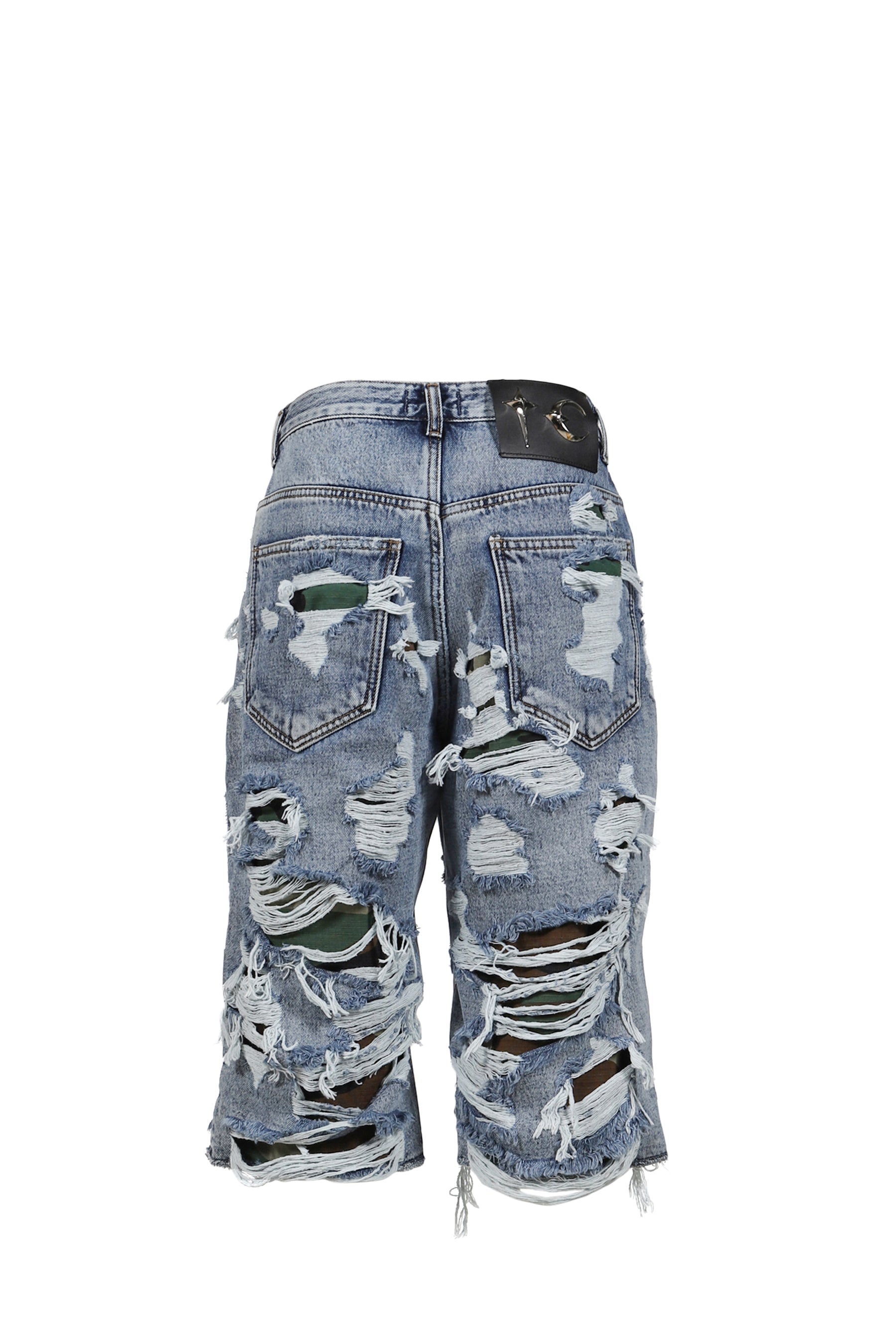 HELL CAMO DENIM SHORTS / BLU