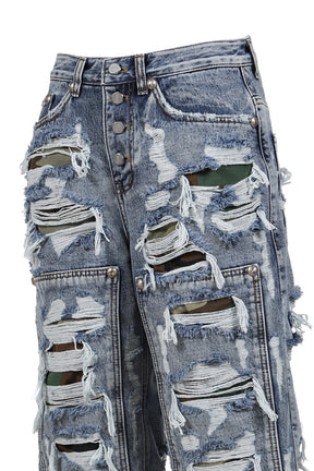 HELL CAMO DENIM SHORTS / BLU