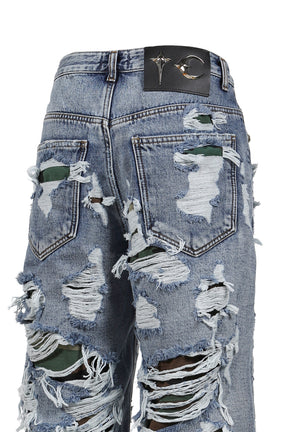 HELL CAMO DENIM SHORTS / BLU