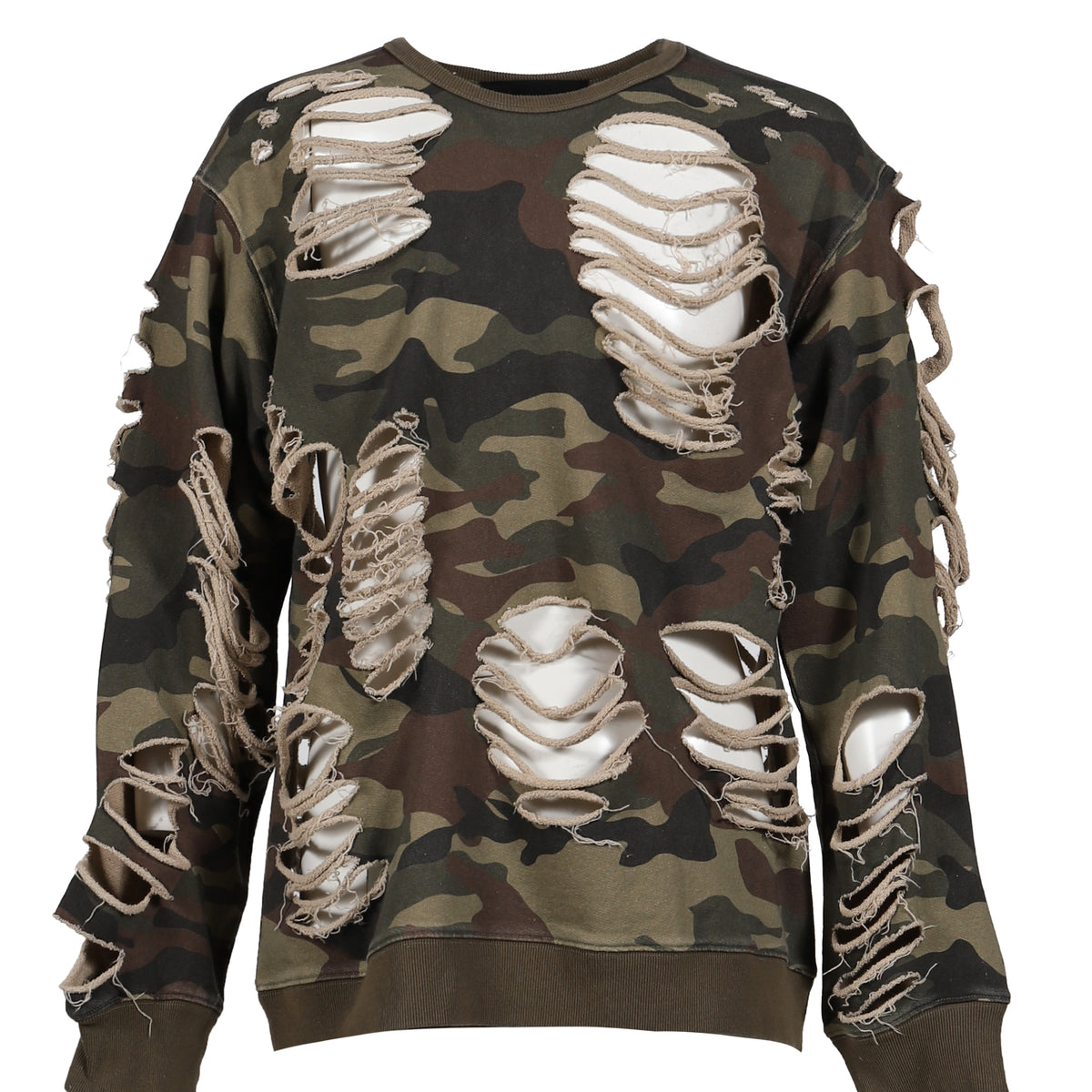 JUN/NAKAYAMA ジュンナカヤマ FW25 DISTRESSED CREWNECK / CAMO