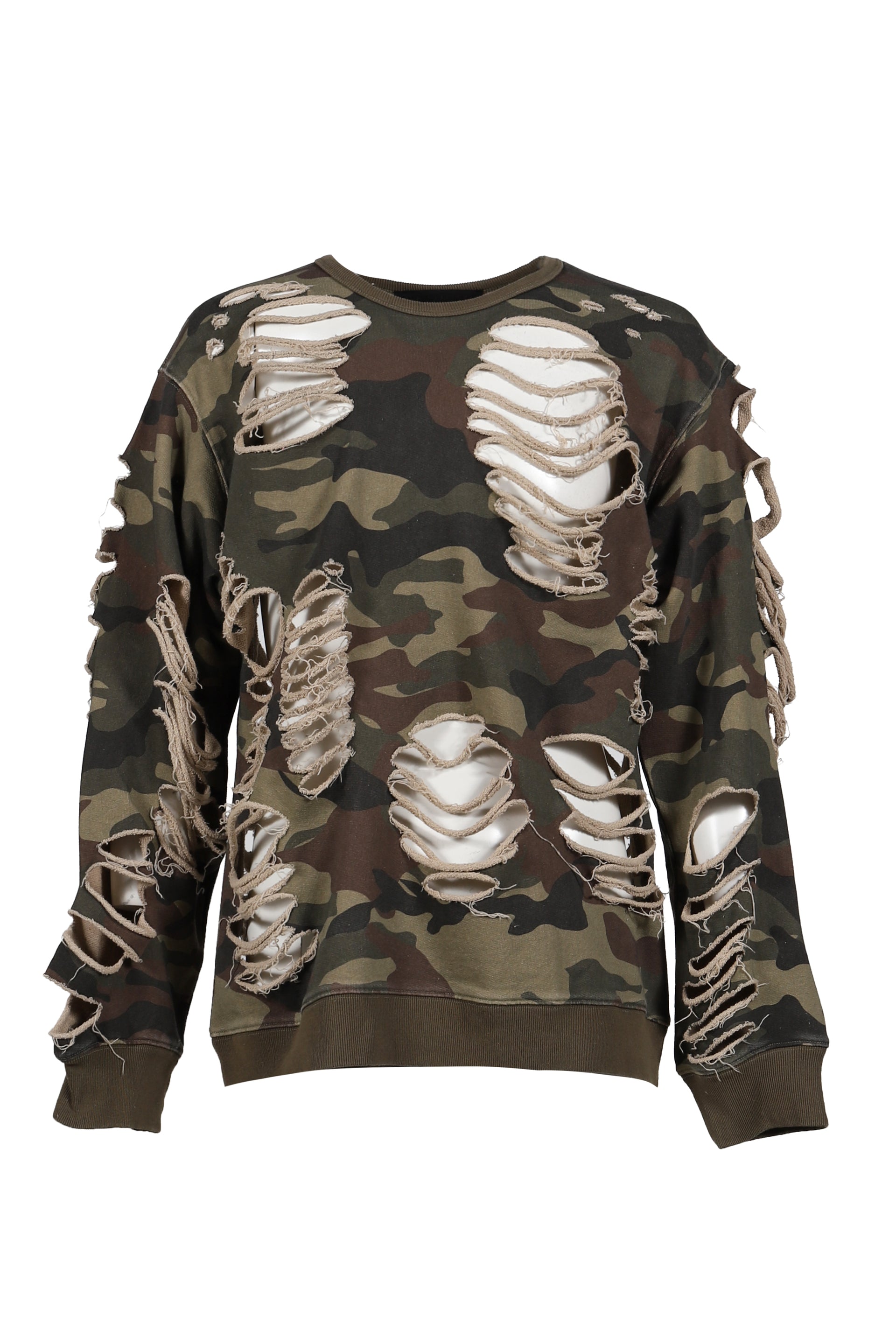 DISTRESSED CREWNECK / CAMO
